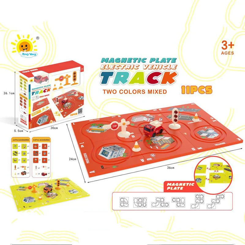 HKM-483667 Magnetic Electric Jigsaw Track Maze Toy - DIY Assemble Puzzle for Kids 2-13 Years