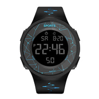 HKM-483923 Men's Digital Sports Watch with Alarm, Luminous Display, and Waterproof Features - Lightning Blue Color