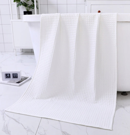HKM-483987 Quick-Drying Pure Cotton Waffle Bath Towel - Multiple Sizes and Color Options Available