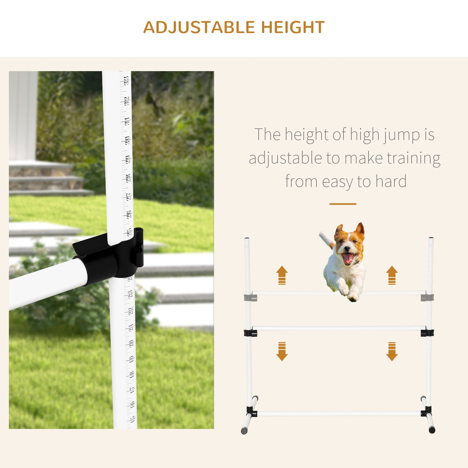 HKM-484051 4-Piece Adjustable Dog Agility Training Kit with Carry Bag and Jump Poles