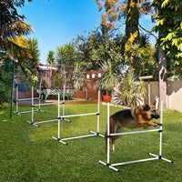 HKM-484051 4-Piece Adjustable Dog Agility Training Kit with Carry Bag and Jump Poles