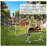 HKM-484051 4-Piece Adjustable Dog Agility Training Kit with Carry Bag and Jump Poles