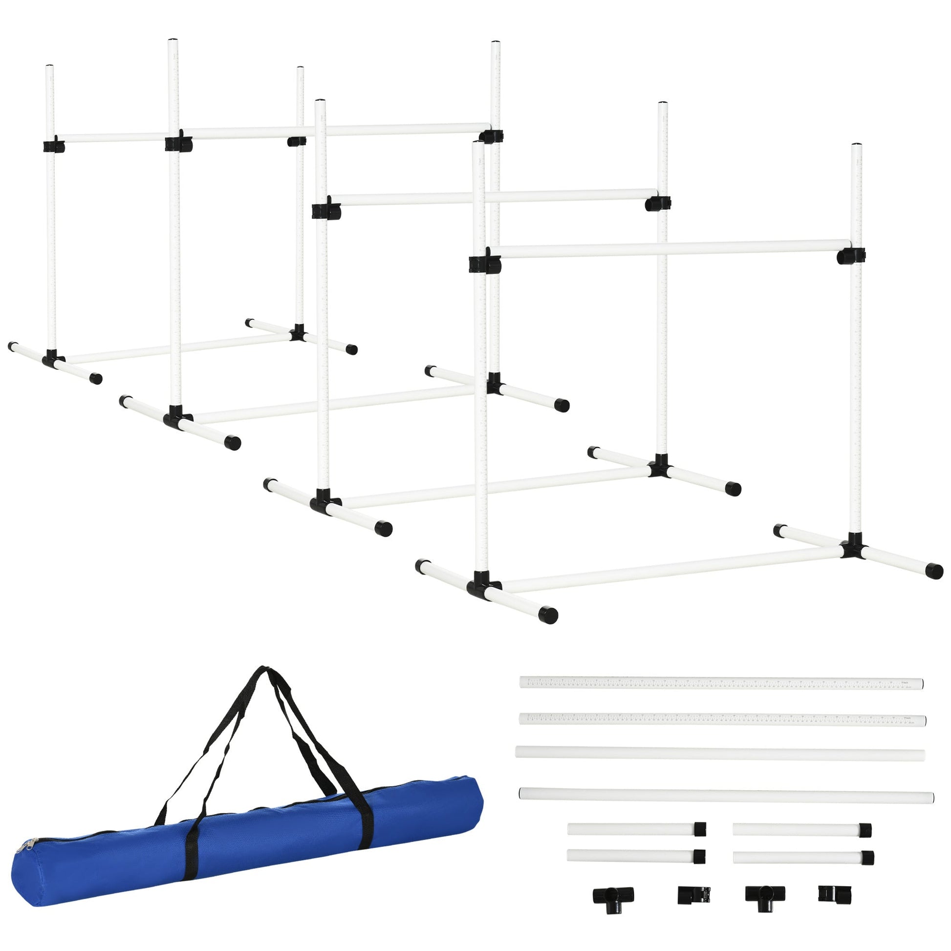 HKM-484051 4-Piece Adjustable Dog Agility Training Kit with Carry Bag and Jump Poles