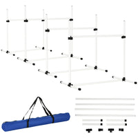 HKM-484051 4-Piece Adjustable Dog Agility Training Kit with Carry Bag and Jump Poles