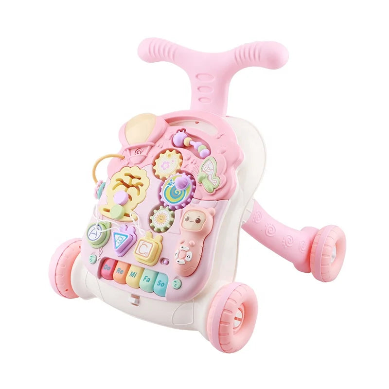 3 in 1 Baby Learning Walker with Lights and Music for Kids Ages 2-4 in Blue and Pink