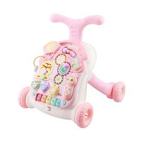 HKM-484371 3 in 1 Baby Learning Walker with Lights and Music for Kids Ages 2-4 in Blue and Pink