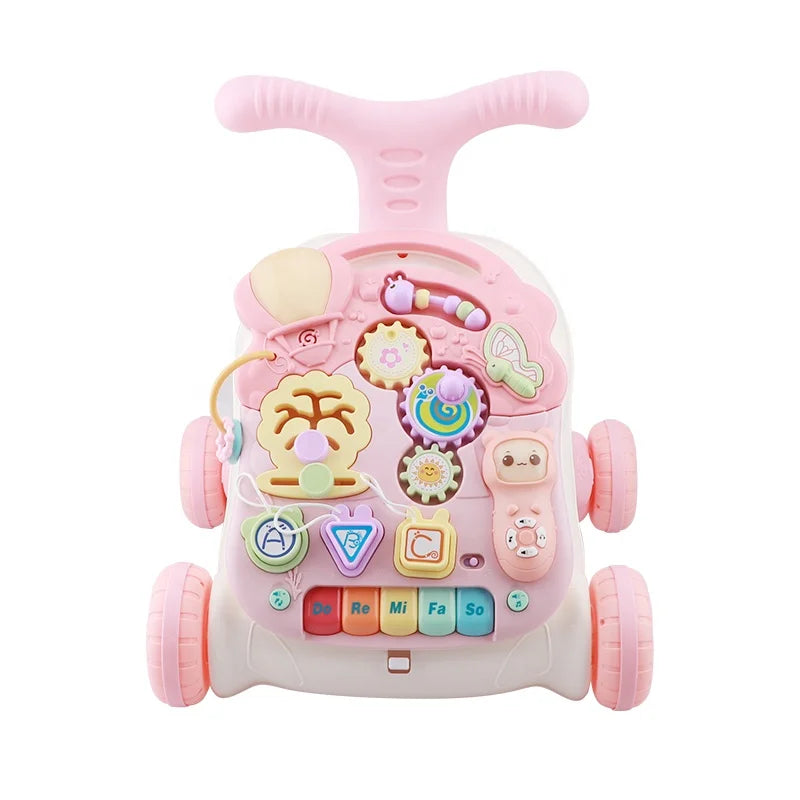 3 in 1 Baby Learning Walker with Lights and Music for Kids Ages 2-4 in Blue and Pink