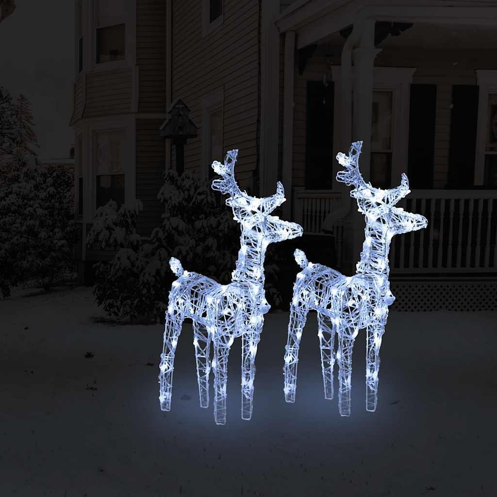 HKM-484371 Warm White Acrylic LED Reindeer Set - 80 LEDs, 18 x 8.5 x 55 cm, Indoor/Outdoor Christmas Decor