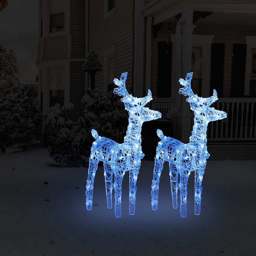 HKM-484371 Warm White Acrylic LED Reindeer Set - 80 LEDs, 18 x 8.5 x 55 cm, Indoor/Outdoor Christmas Decor