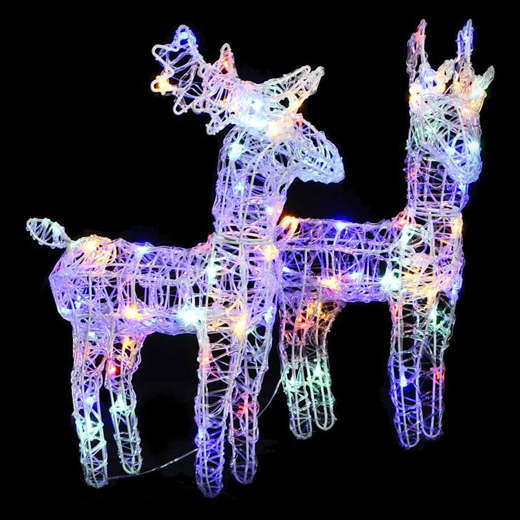 HKM-484371 Warm White Acrylic LED Reindeer Set - 80 LEDs, 18 x 8.5 x 55 cm, Indoor/Outdoor Christmas Decor