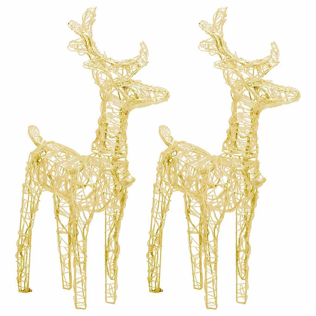 HKM-484371 Warm White Acrylic LED Reindeer Set - 80 LEDs, 18 x 8.5 x 55 cm, Indoor/Outdoor Christmas Decor