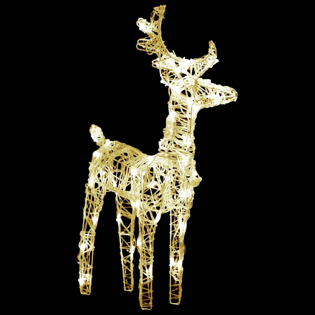 HKM-484371 Warm White Acrylic LED Reindeer Set - 80 LEDs, 18 x 8.5 x 55 cm, Indoor/Outdoor Christmas Decor