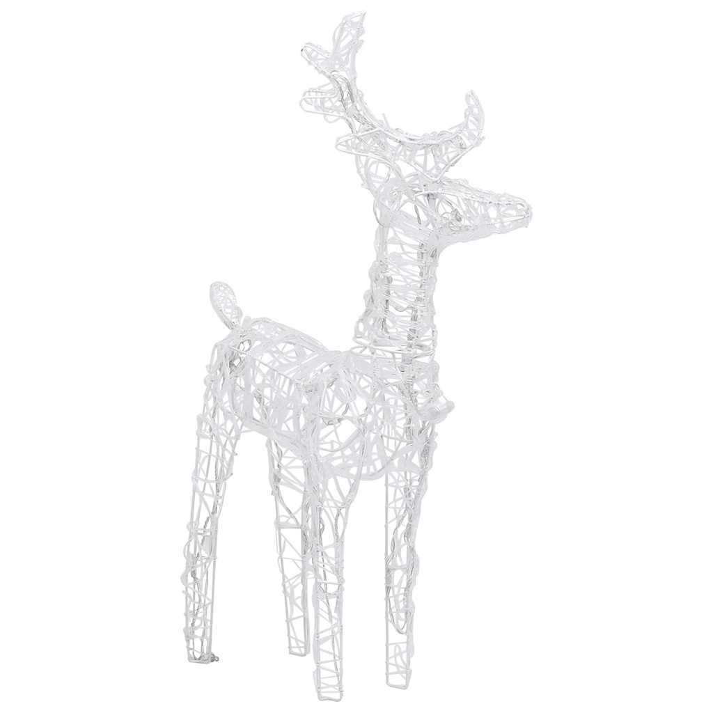 HKM-484371 Warm White Acrylic LED Reindeer Set - 80 LEDs, 18 x 8.5 x 55 cm, Indoor/Outdoor Christmas Decor