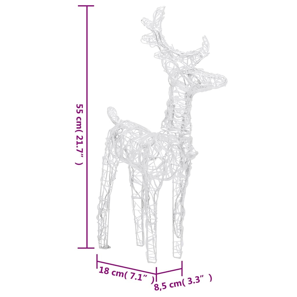 HKM-484371 Warm White Acrylic LED Reindeer Set - 80 LEDs, 18 x 8.5 x 55 cm, Indoor/Outdoor Christmas Decor