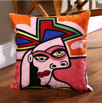 HKM-484563 Cartoon Linen Embroidered Cushion Cover - 45x45cm, Multiple Color Options