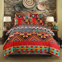 HKM-484883 Bohemian-Inspired Polyester Four-Piece Bedding Set with Duvet Cover and Pillowcases