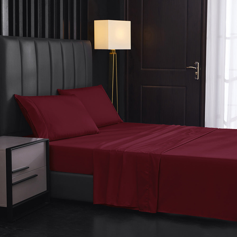 HKM-484883 Solid Color Four-Piece Sanded Bed Sheet Set in Various Sizes
