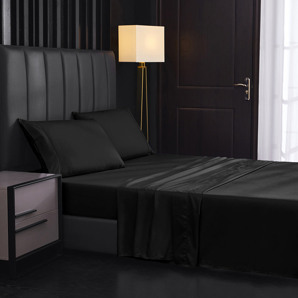HKM-484883 Solid Color Four-Piece Sanded Bed Sheet Set in Various Sizes