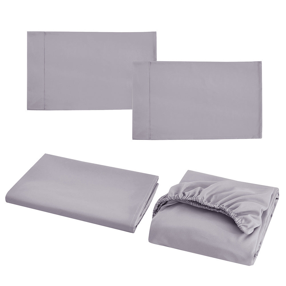 HKM-484883 Solid Color Four-Piece Sanded Bed Sheet Set in Various Sizes