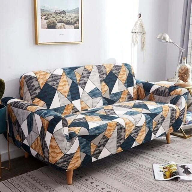 HKM-484947 Elastic Sofa Cover for Single, Double, Three- & Four-Person Seats, Includes Pillowcase 45x45cm