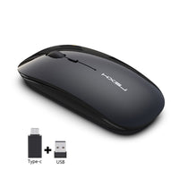 HKM-485075 Rechargeable Wireless Mute Optical Mouse with 2.4GHz Connection and Adjustable DPI Settings