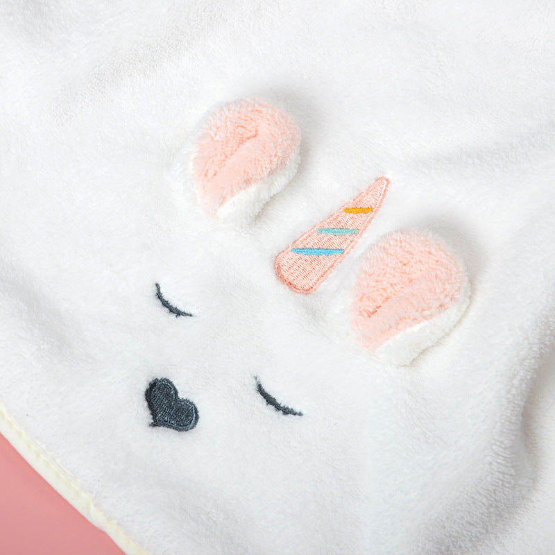 KTX-485139 Cute Cartoon Coral Fleece Face Towel for Children - Fawn & Unicorn Design, 34X76cm, Soft and Highly Absorbent