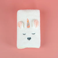 HKM-485139 Cute Cartoon Coral Fleece Face Towel for Children - Fawn & Unicorn Design, 34X76cm, Soft and Highly Absorbent