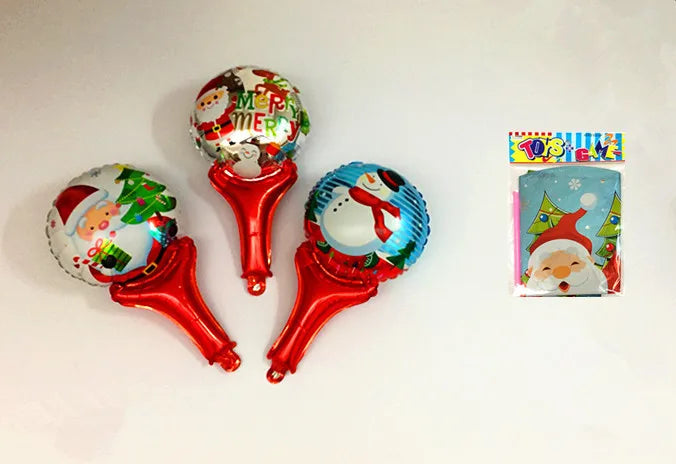 HKM-485139 Cute Handheld Stick Christmas Foil Balloons Set for Kids - Party Decorations