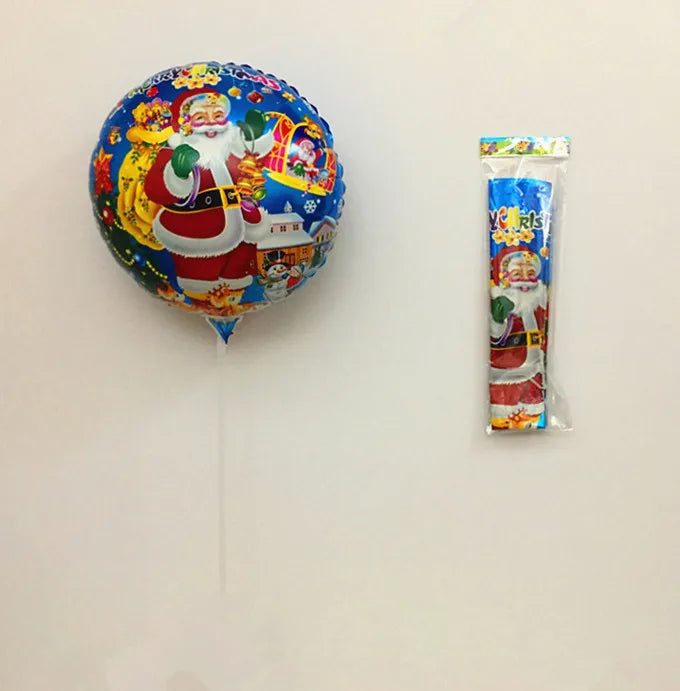 HKM-485139 Cute Handheld Stick Christmas Foil Balloons Set for Kids - Party Decorations