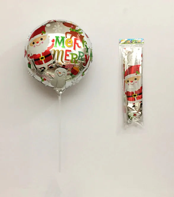 HKM-485139 Cute Handheld Stick Christmas Foil Balloons Set for Kids - Party Decorations