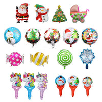 HKM-485139 Cute Handheld Stick Christmas Foil Balloons Set for Kids - Party Decorations