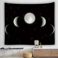 HKM-485267 Moon Phase Tapestry - Multifunctional Fabric Wall Hanging and Sitting Blanket