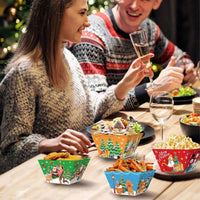HKM-485523 12 Pack Christmas Gingerbread Man Food Trays - Disposable Snack Bowls for Holiday Parties and Winter Celebrations