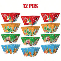 HKM-485523 12 Pack Christmas Gingerbread Man Food Trays - Disposable Snack Bowls for Holiday Parties and Winter Celebrations