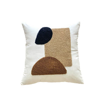 HKM-485523 Brown Floral Embroidered Cream Decorative Pillowcase - Modern Style 45x45 cm