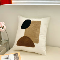 HKM-485523 Brown Floral Embroidered Cream Decorative Pillowcase - Modern Style 45x45 cm