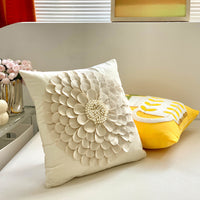 HKM-485523 Brown Floral Embroidered Cream Decorative Pillowcase - Modern Style 45x45 cm