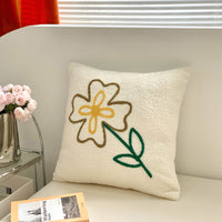 HKM-485523 Brown Floral Embroidered Cream Decorative Pillowcase - Modern Style 45x45 cm