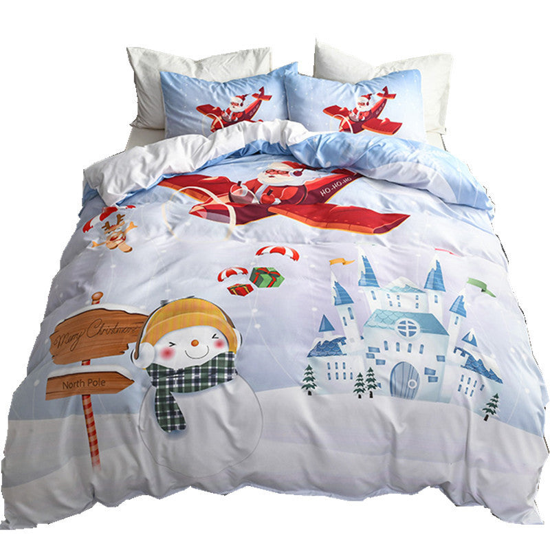 HKM-485523 Festive Christmas 3D Digital Bed Set with Quilt Cover and Pillowcase - Multiple Sizes Available