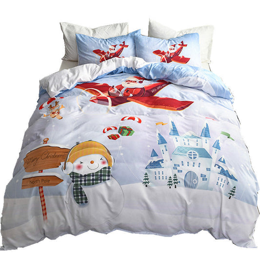 HKM-485523 Festive Christmas 3D Digital Bed Set with Quilt Cover and Pillowcase - Multiple Sizes Available