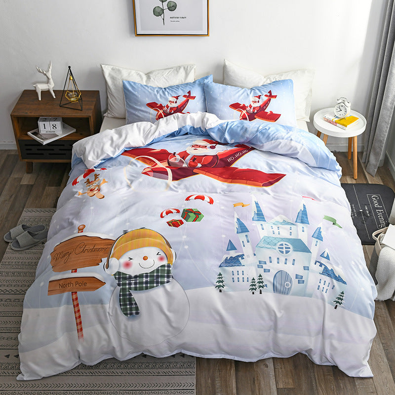 HKM-485523 Festive Christmas 3D Digital Bed Set with Quilt Cover and Pillowcase - Multiple Sizes Available