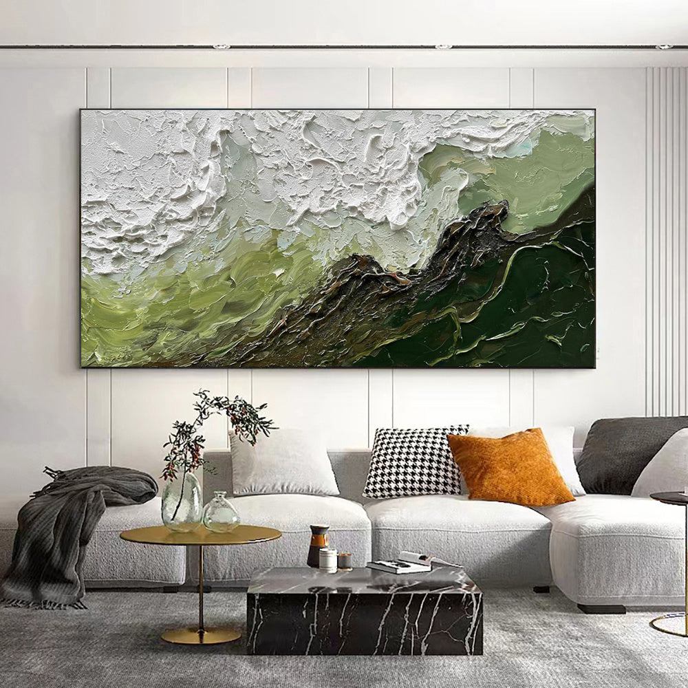 HKM-485651 Hand-Painted Large Ocean Waves Abstract Canvas Art for Modern Home Decor