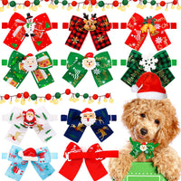 HKM-485715 Christmas-Themed Pet Bow Tie in Red and Green for Dogs and Cats - Seasonal Accessory
