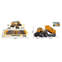 HKM-485971 Diecast Metal Inertial Excavator Transport Trailer Toy for Children Ages 3+