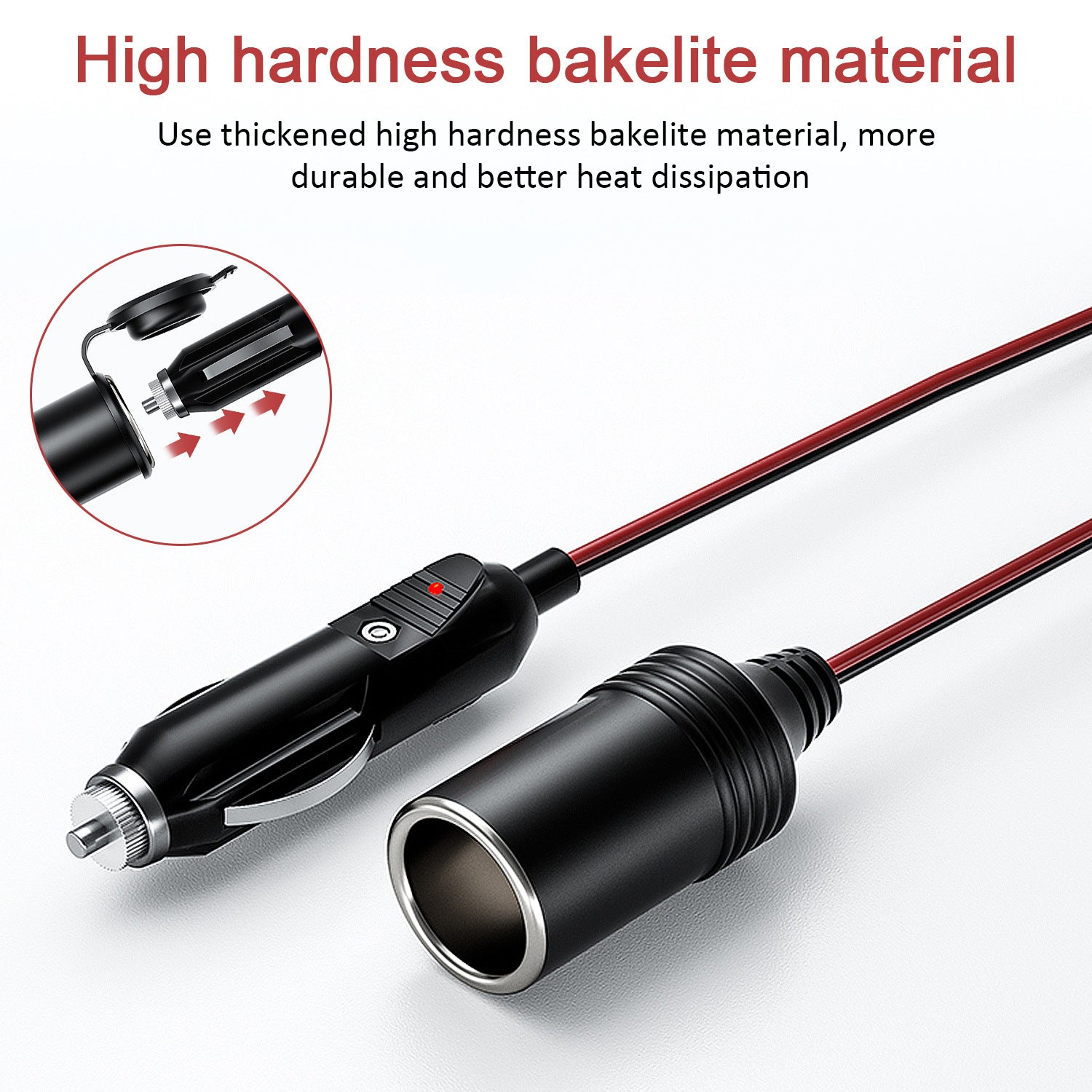 HKM-486099 4M USB Power Extension Cable for Car Cigarette Lighter with 10A Fuse