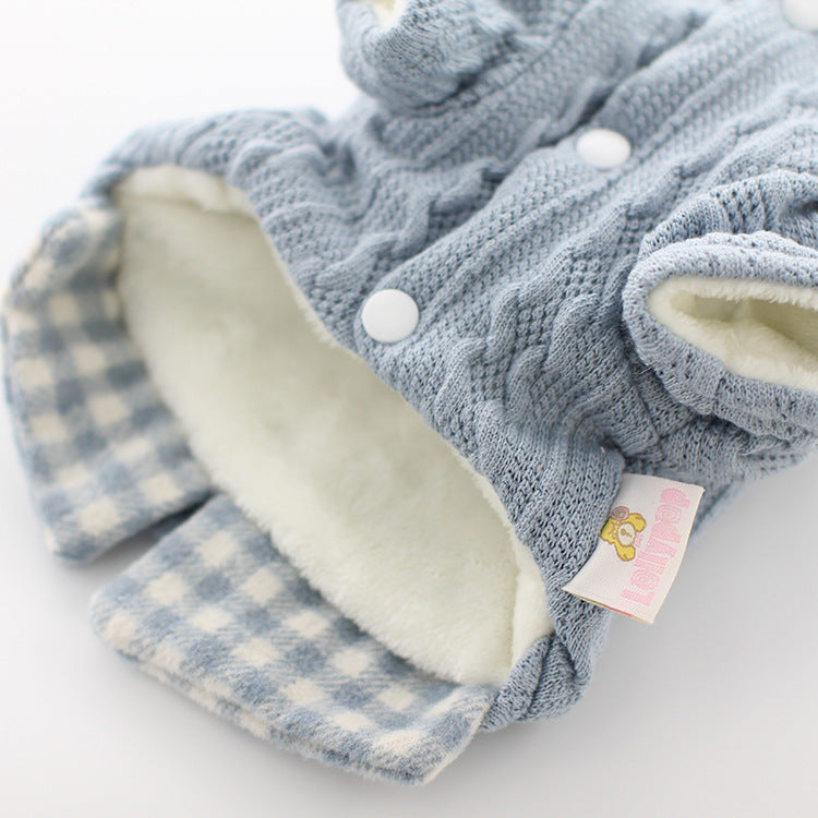 HKM-486163 Woolen Plaid Pet Dog Sweater – Casual Two-Piece Style for All Sizes