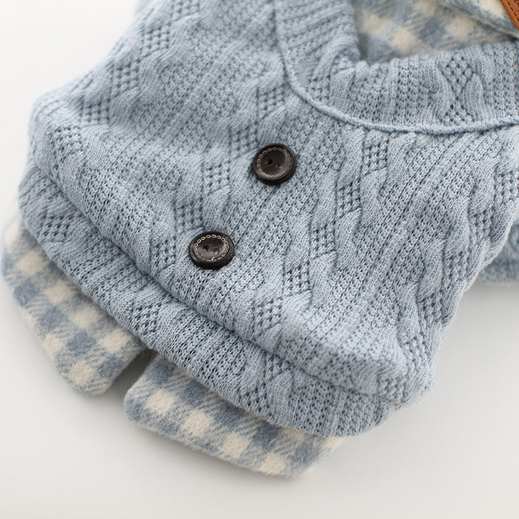 HKM-486163 Woolen Plaid Pet Dog Sweater – Casual Two-Piece Style for All Sizes
