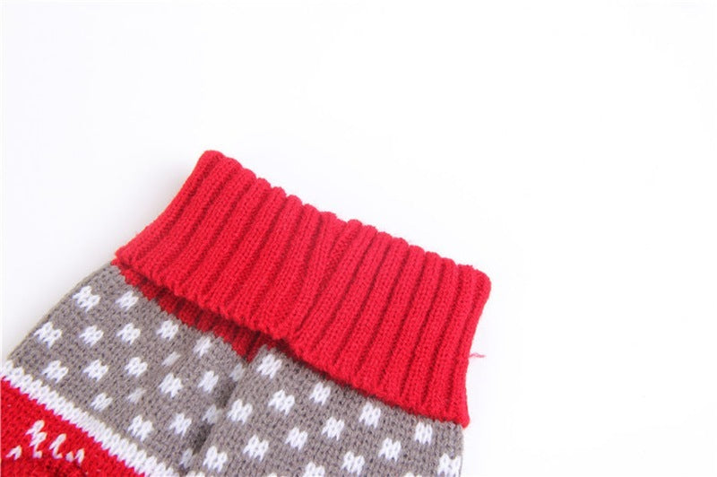 HKM-486291 Christmas Red Reindeer Knitted Turtleneck Dog Sweater