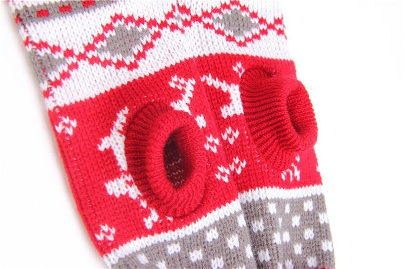 HKM-486291 Christmas Red Reindeer Knitted Turtleneck Dog Sweater