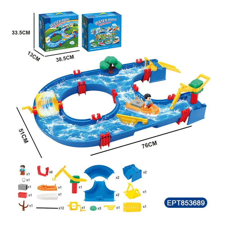 Educational Water Park Building Blocks Set - 39 Pieces DIY Construction Toys for Ages 2-4 Boys